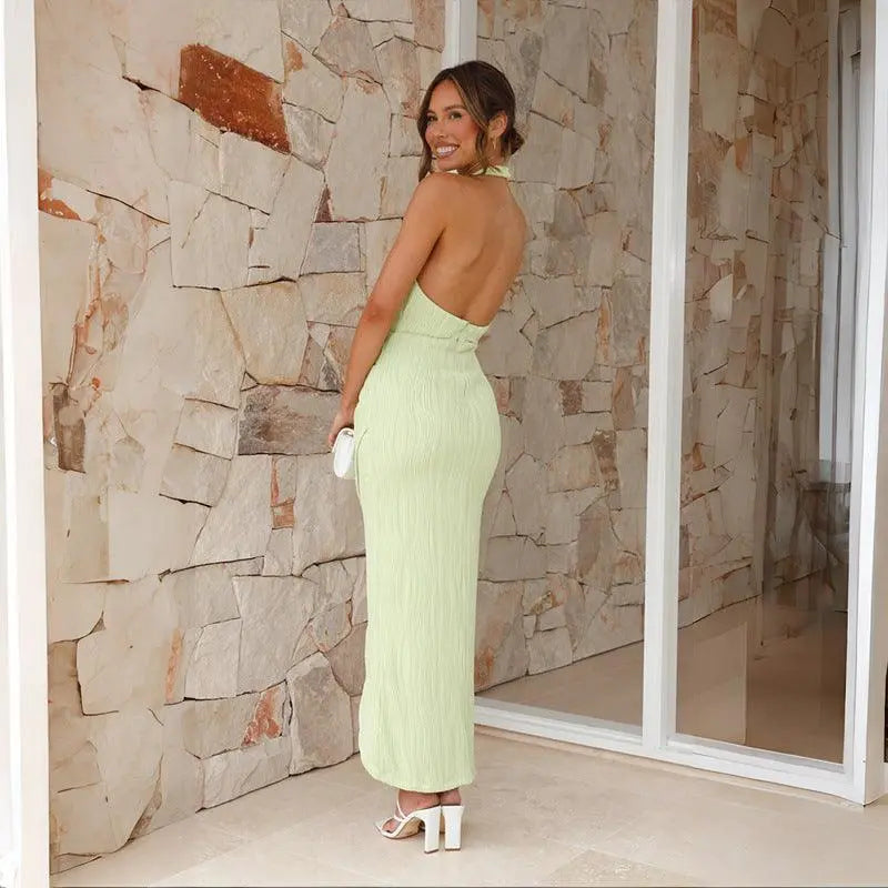 Verfijnde Halter Maxi Jurk Dames – Elegante Lange Jurk voor Speciale Gelegenheden 5