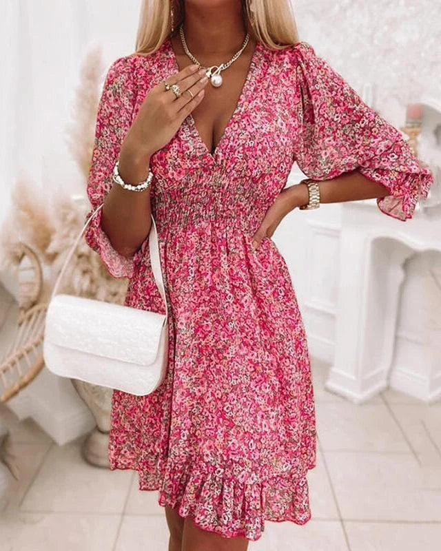 Dahlia | Elegante bohemian zomerjurk voor dames met V-hals en A-lijn pasvorm