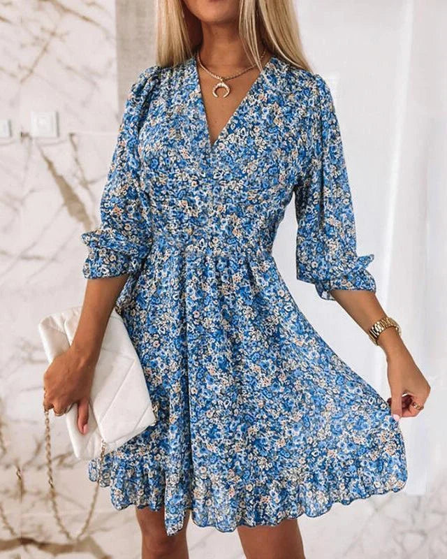 Dahlia | Elegante bohemian zomerjurk voor dames met V-hals en A-lijn pasvorm