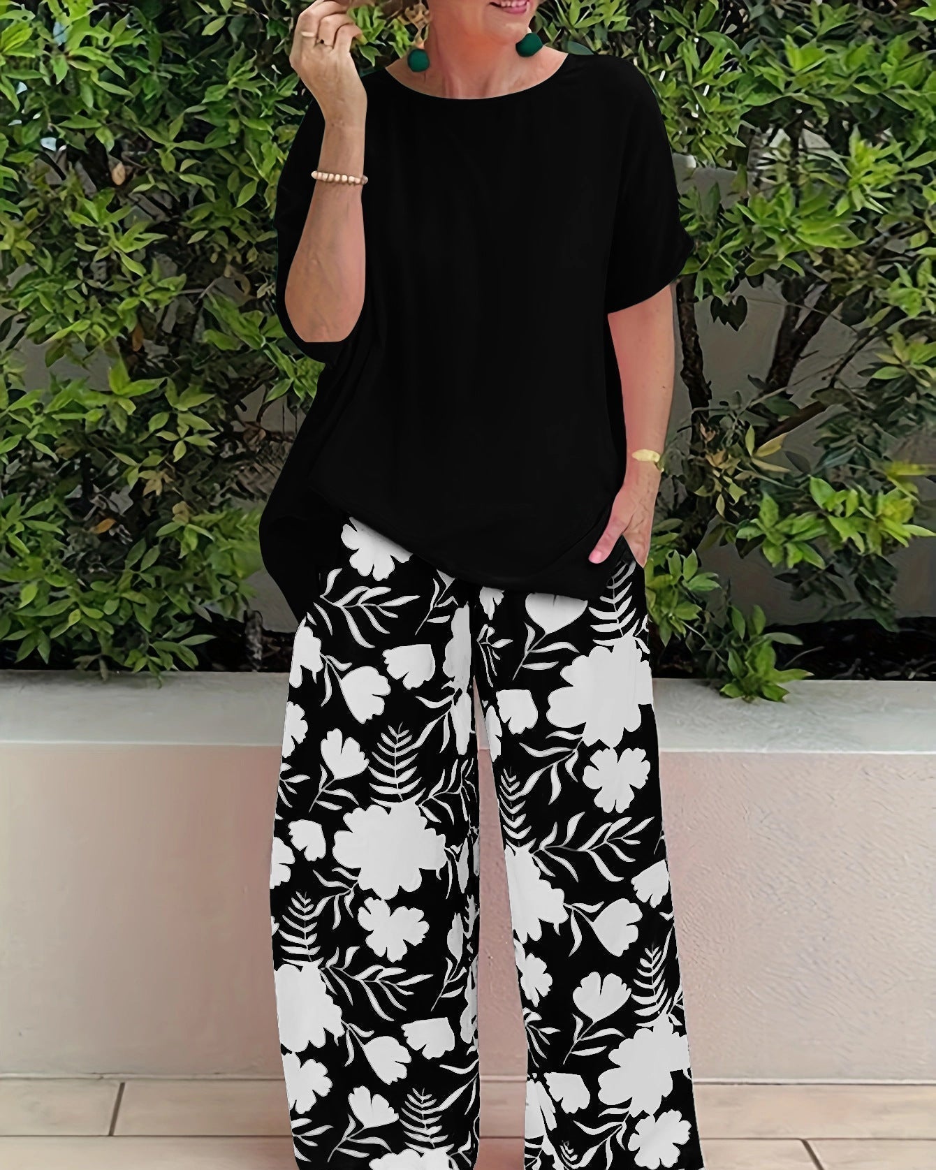 Sophie | Bloemen Broek | Damesmode | Brede Pijpen | Elegante Stijl 3