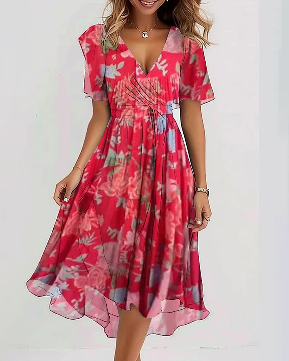 Chelia – Elegante Korte Mouwen Jurk – Flatterende Pasvorm – Zomerjurk Dames