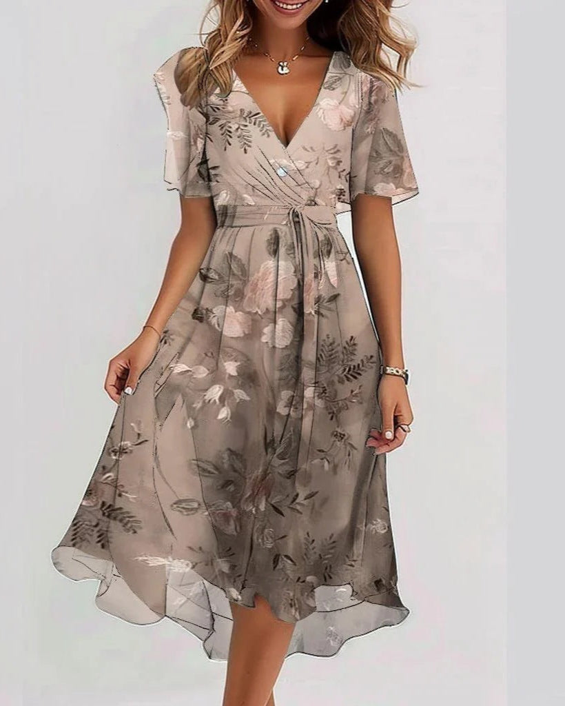 Chelia – Elegante Korte Mouwen Jurk – Flatterende Pasvorm – Zomerjurk Dames