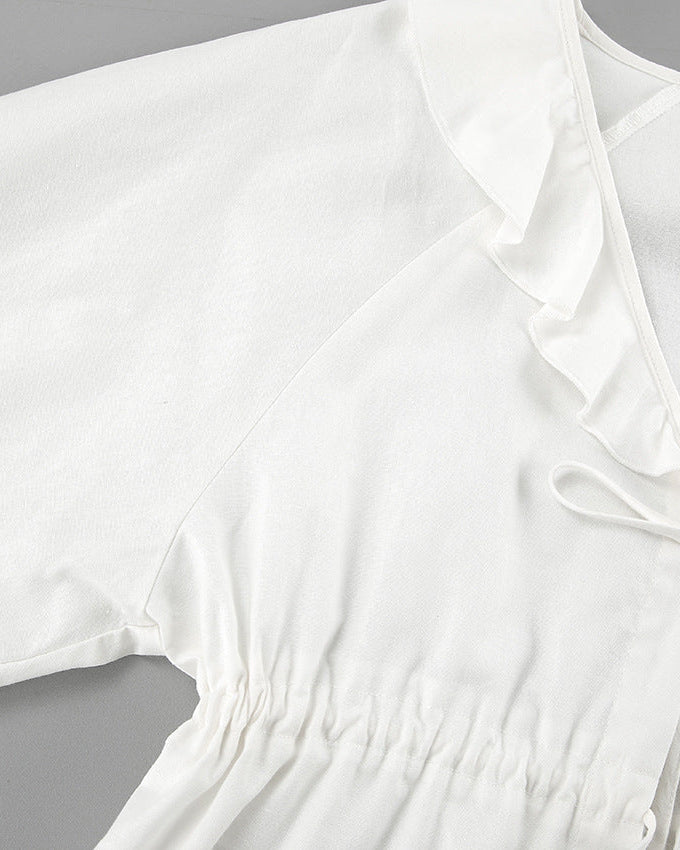 Lileth | Gedessineerde dames set met ruffle top en comfortabele shorts