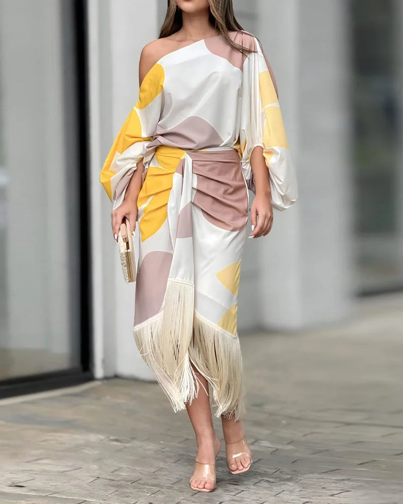 Elma | Elegante dames set met één schouder en asymmetrische zoom