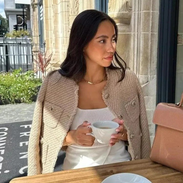 Laya | Gestructureerde damesblazer met luxe knopen en elegante afwerking voor elke gelegenheid