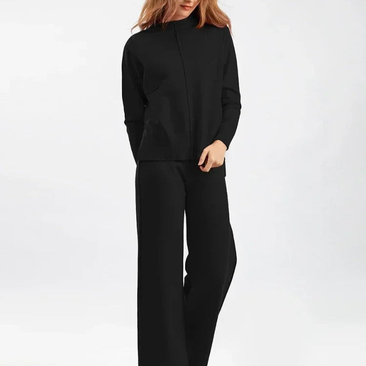Tweedelig Dames Brei-ensemble | Elegant & Comfortabel – Hooggetailleerde Broek met Trui