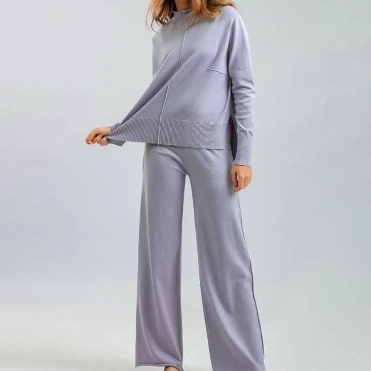 Tweedelig Dames Brei-ensemble | Elegant & Comfortabel – Hooggetailleerde Broek met Trui