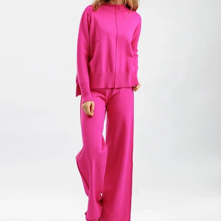 Tweedelig Dames Brei-ensemble | Elegant & Comfortabel – Hooggetailleerde Broek met Trui