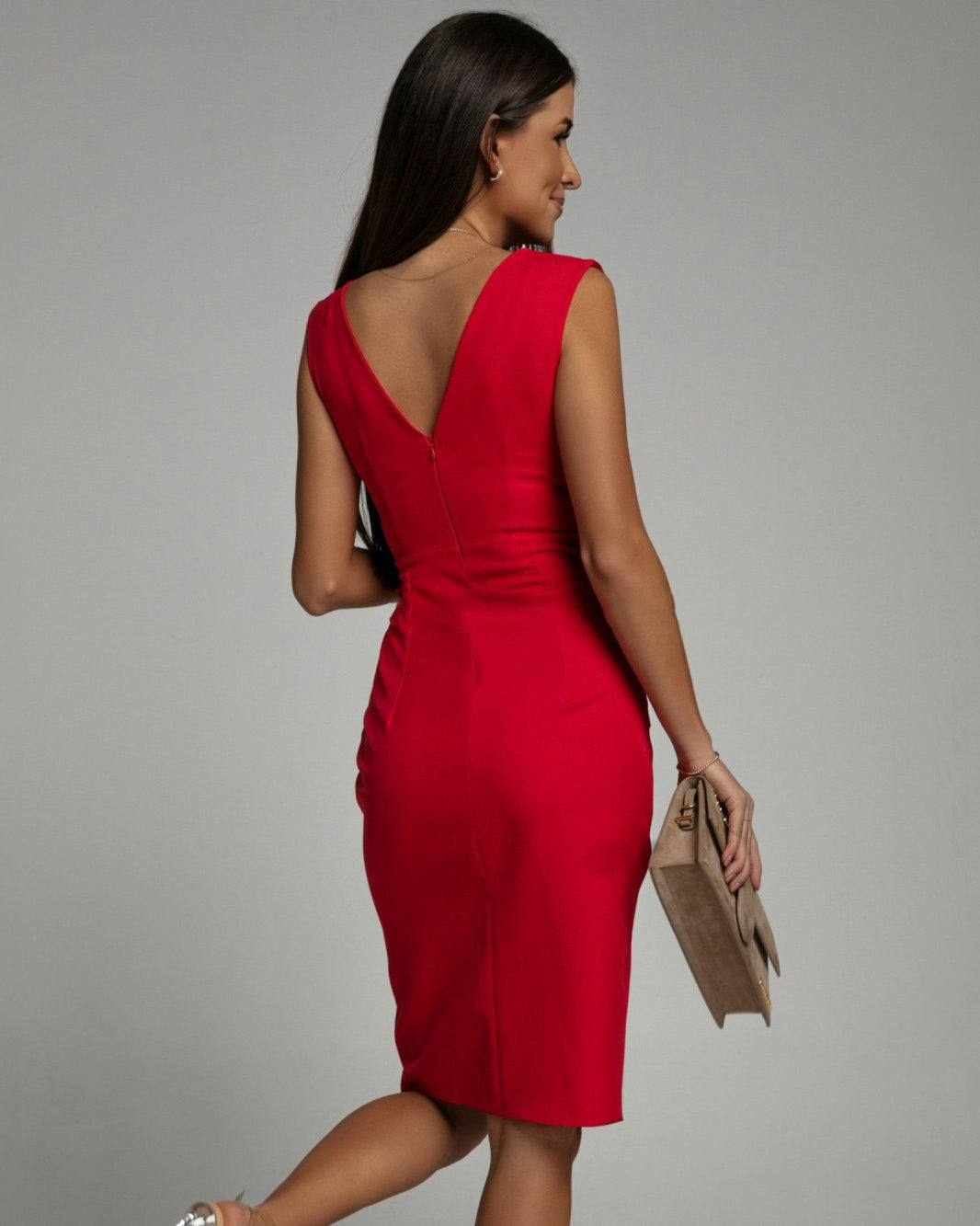 Florinda | Elegante damesjurk met V-hals, split en getailleerde pasvorm voor speciale gelegenheden