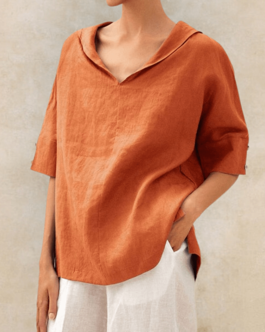 Sophie | Linnen Blouse Dames | Linnen Blouse | Witte Linnen Blouse-5