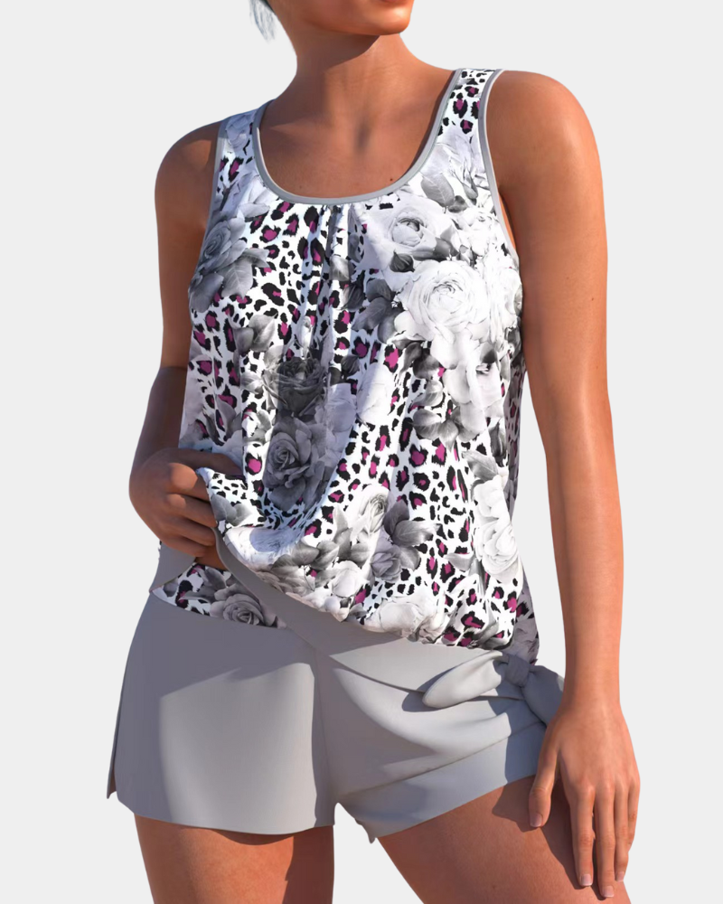 Aoibhin | Comfortabele dames tankini set met shorts en draadloze top voor de zomer
