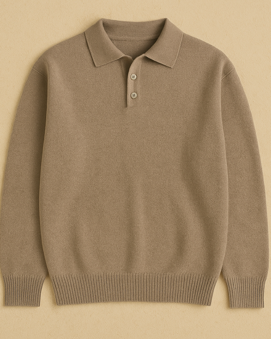 Cashmere Polo voor Mannen met Lange Mouwen – Luxe Gebreide Trui in Zachte Materialen, Beschikbaar in Maten S t/m XL 0