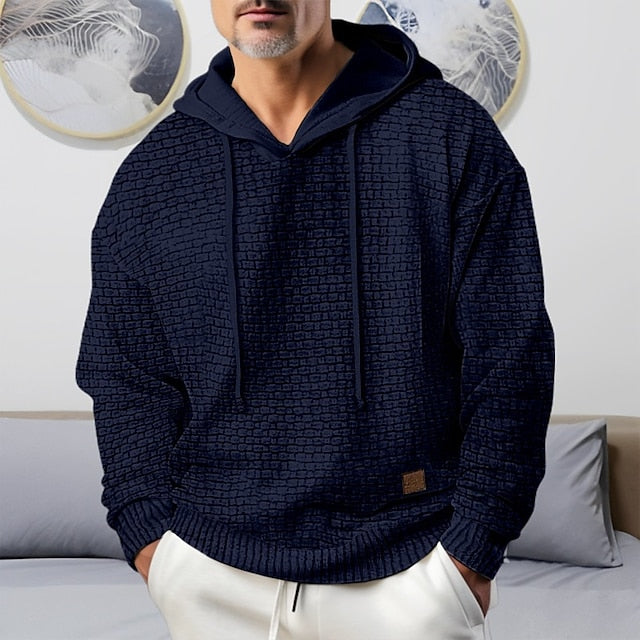 Casual Heren Hoodie - Zachte en Warme Trui met Ontspannen Pasvorm voor Herfst en Winter 0