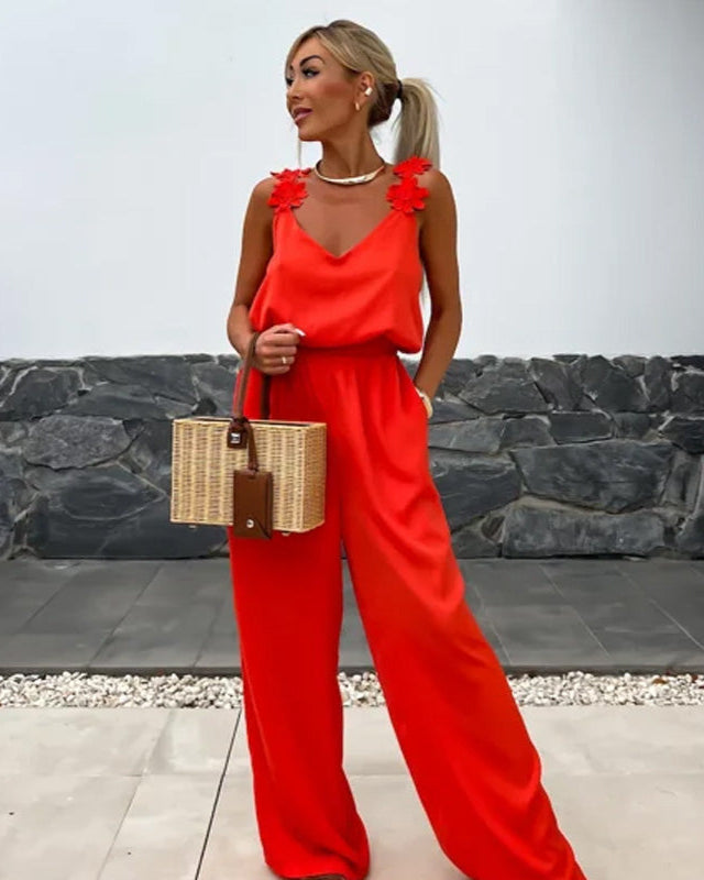Dames Jumpsuit Zwart met Wijde Pijpen – Feestelijke en Comfortabele Zomeroutfit in Diverse Maten 0
