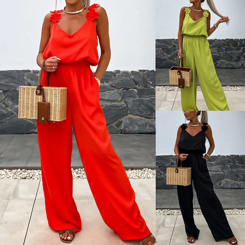Dames Jumpsuit Zwart met Wijde Pijpen – Feestelijke en Comfortabele Zomeroutfit in Diverse Maten 1