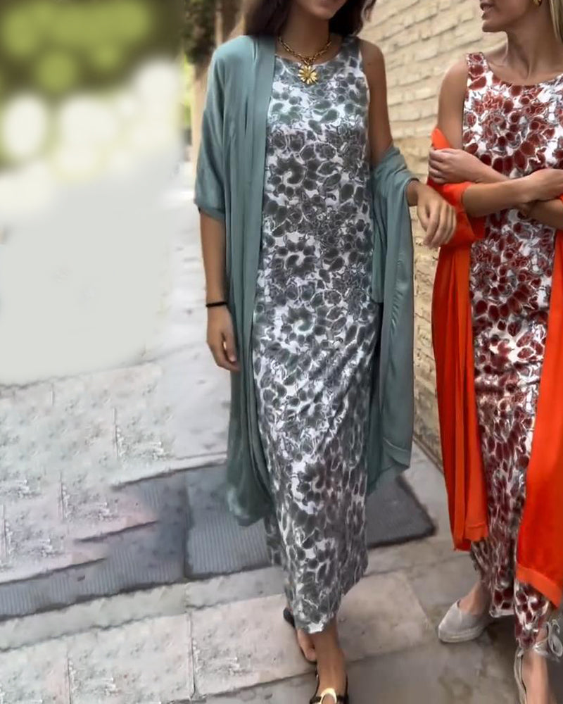 Elegante Dames Kaftan Set met Gouden Broek en Draperende Cape in Levendige Kleuren – Perfect voor Feestelijke Gelegenheden 1