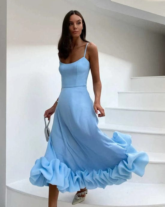 Elegante Midi Jurk Dames met A-lijn Silhouet en 3D Bloemdetails voor Bruiloft en Feestjes - Beschikbaar in Diverse Kleuren 2