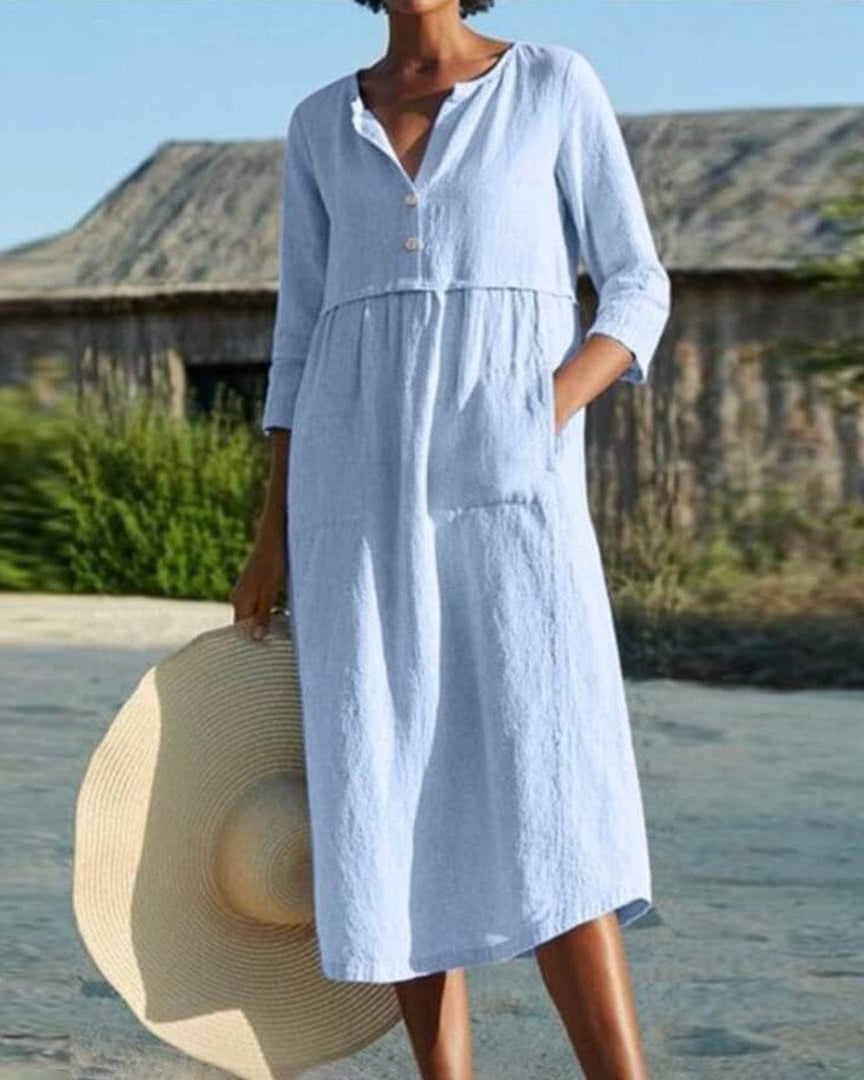 Elegante Midi Zomerjurk Dames van Ademend Materiaal in Diverse Kleuren en Maten - Perfect voor Lente en Zomer 0