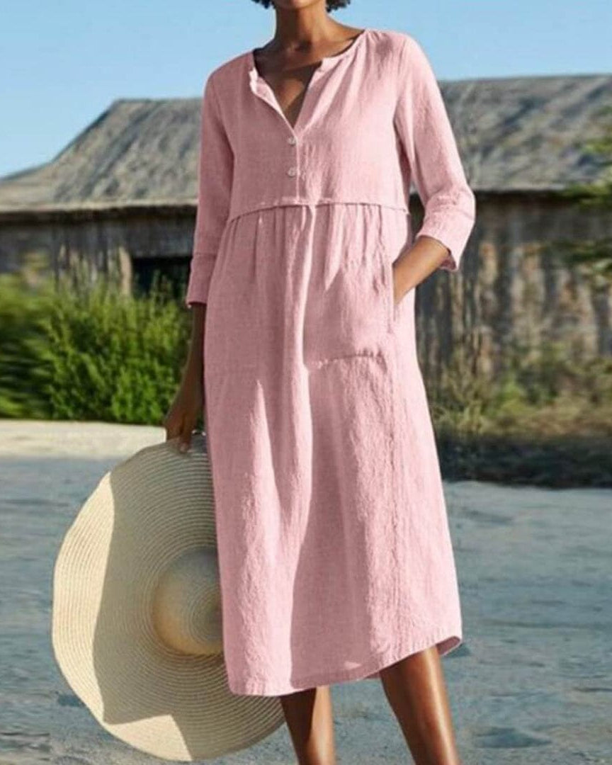 Elegante Midi Zomerjurk Dames van Ademend Materiaal in Diverse Kleuren en Maten - Perfect voor Lente en Zomer 1