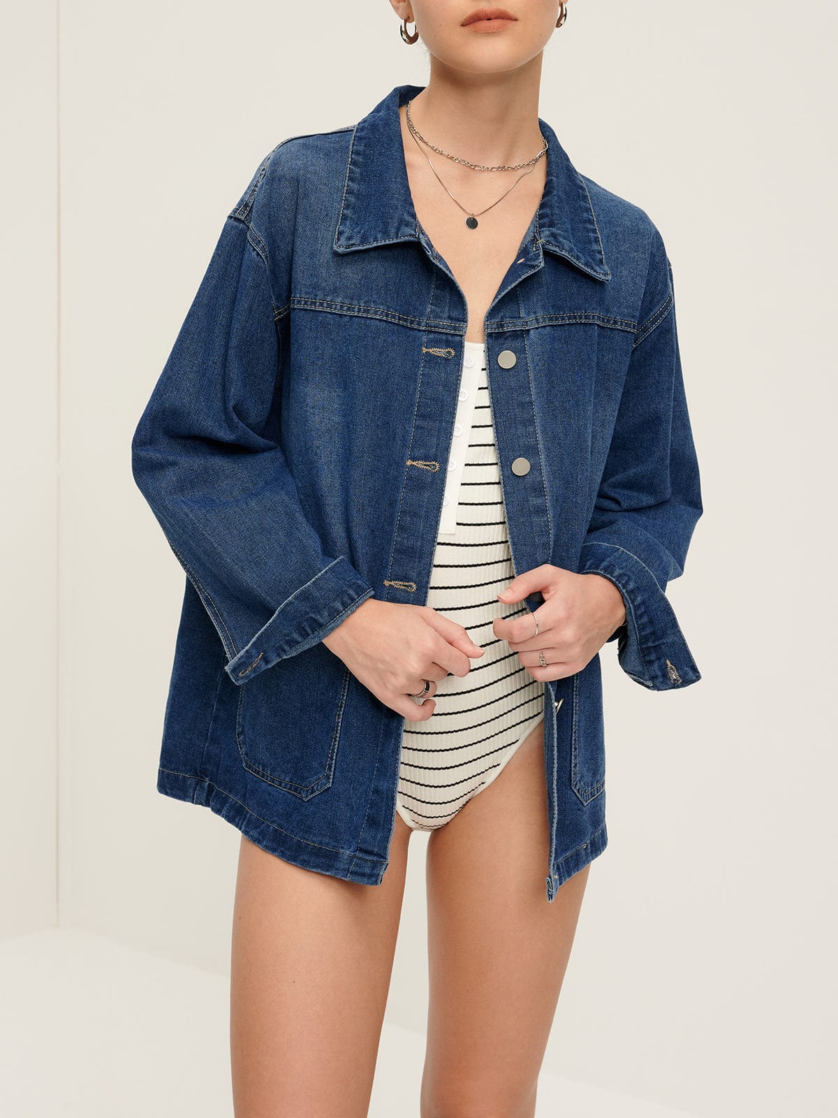 Emma | Casual Oversized Denim-Jacke voor Dames met Grote Zakken 0