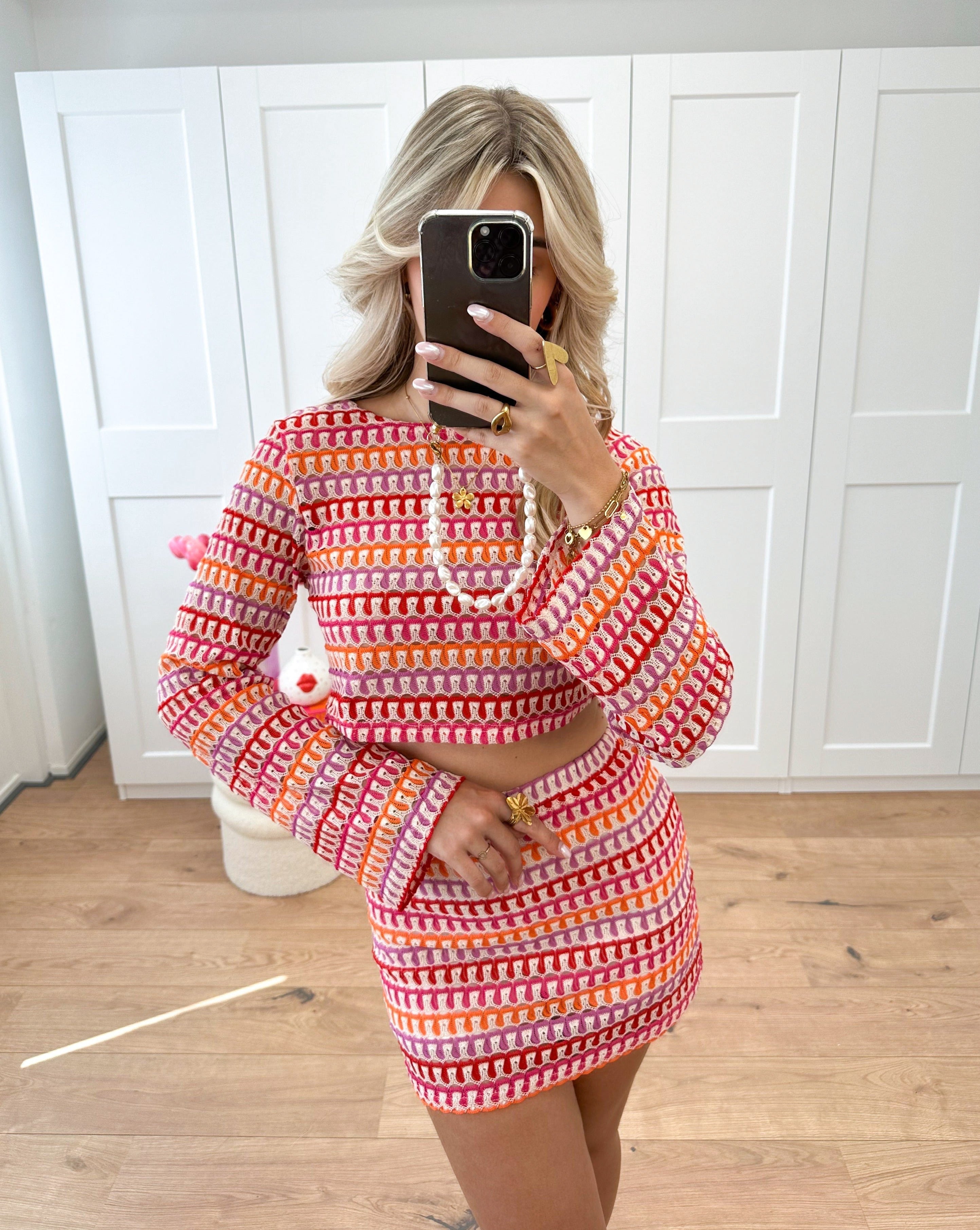Emma | Stijlvolle Tweedelige Set Dames met Crop Top en Hoge Taille Minirok 0