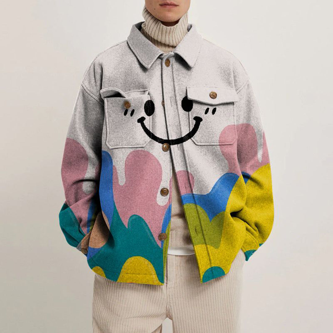 Heren Jack met Opvallend Printdesign en Lichtgewicht Comfort – Ideaal voor Voorjaar en Herfst 0
