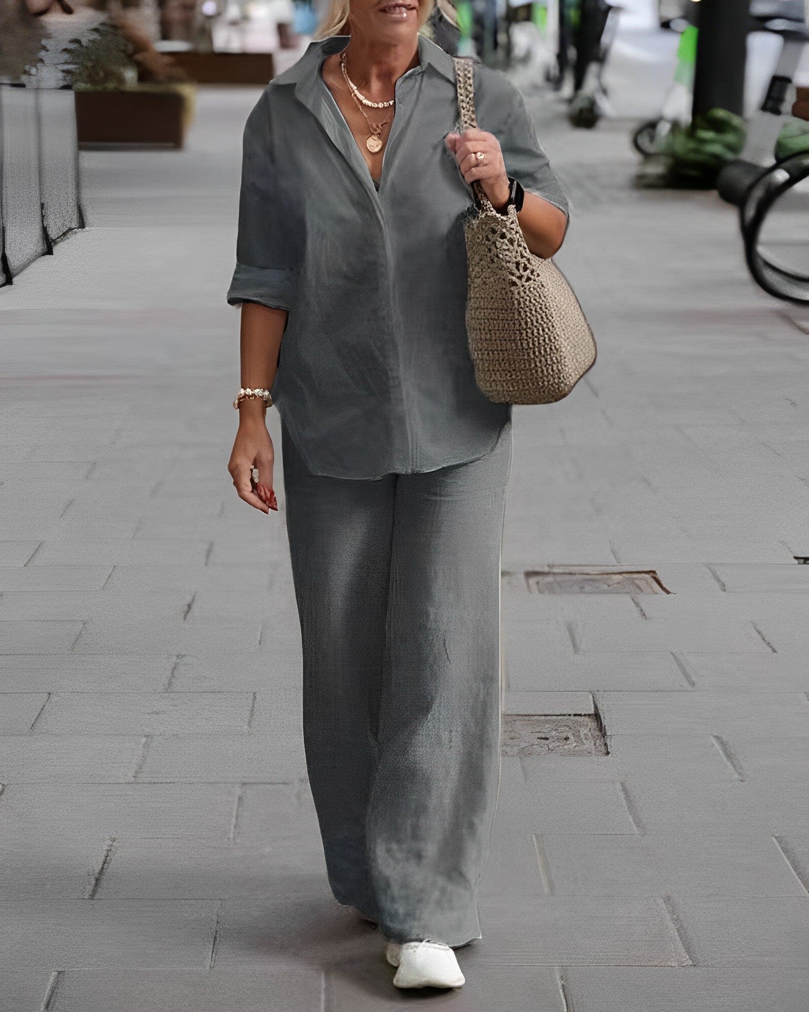 Katoenen Dames Set – Stijlvolle en Comfortabele Outfit voor Elke Gelegenheid 1