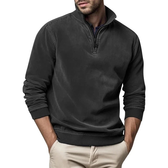 Koen | Vintage Fleece Trui Heren met Halve Ritssluiting en Zachte Stof 0
