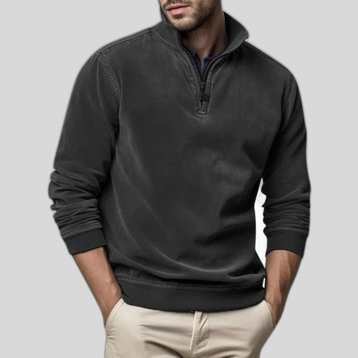 Koen | Vintage Fleece Trui Heren met Halve Ritssluiting en Zachte Stof 1