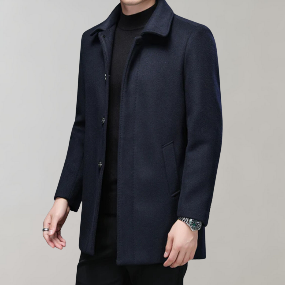 Lange Heren Jas Winter in Elegante Pasvorm – Tijdloos Design in Navyblauw, Antracietgrijs en Lichtgrijs 1