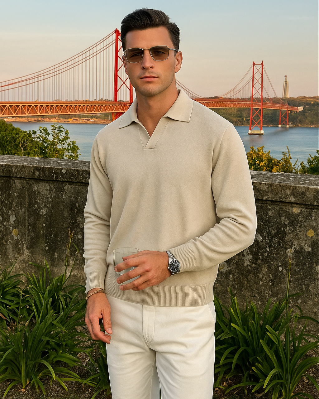 Lange Mouwen Polo Heren van Zacht Polyester-Katoen Mengsel – Casual en Comfortabel Poloshirt Heren 0