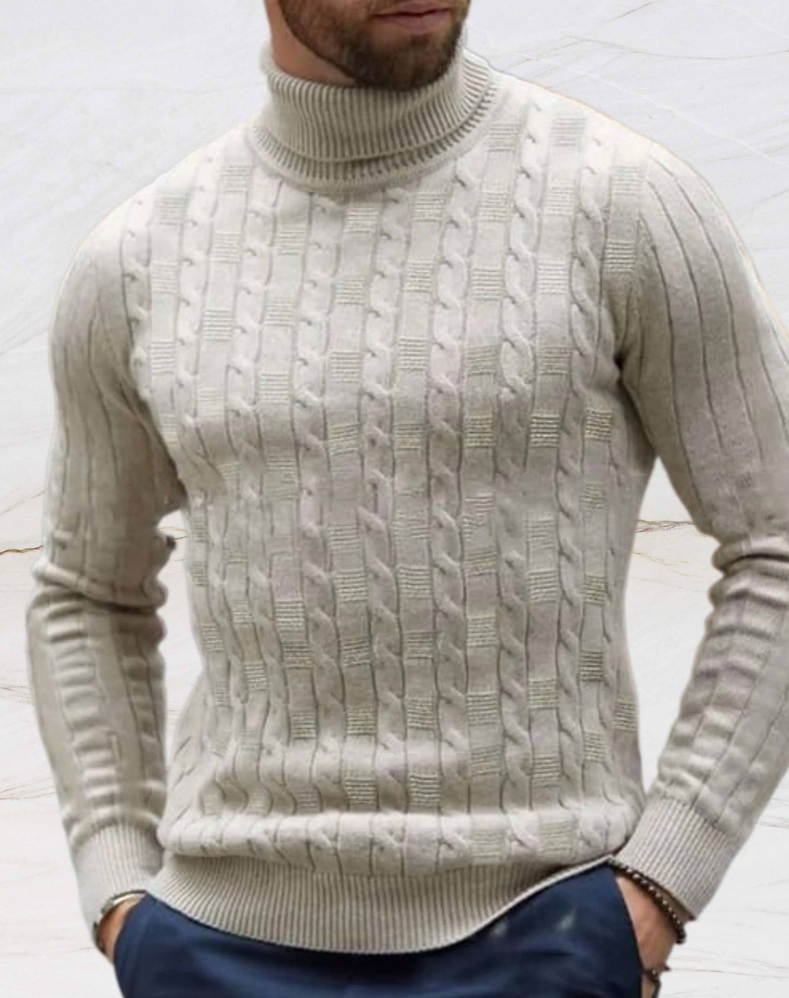Lars | Stijlvolle Turtleneck Gebreide Trui voor Mannen met Luxe Kabelpatroon 2