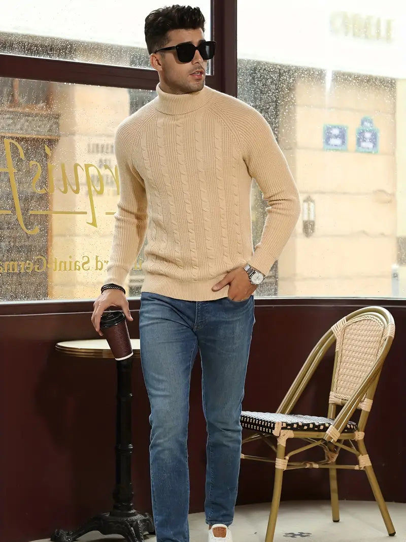 Liam | Trendy Slim Fit Coltrui Heren in Kabelgebreid Design 2