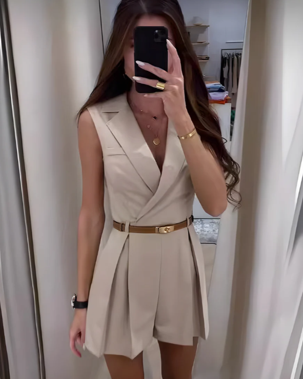 Annika – Mouwloze Set – Blazer & Shorts – Slim Fit Zomeroutfit Dames