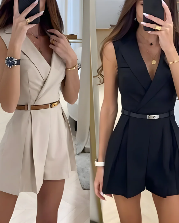 Annika – Mouwloze Set – Blazer & Shorts – Slim Fit Zomeroutfit Dames