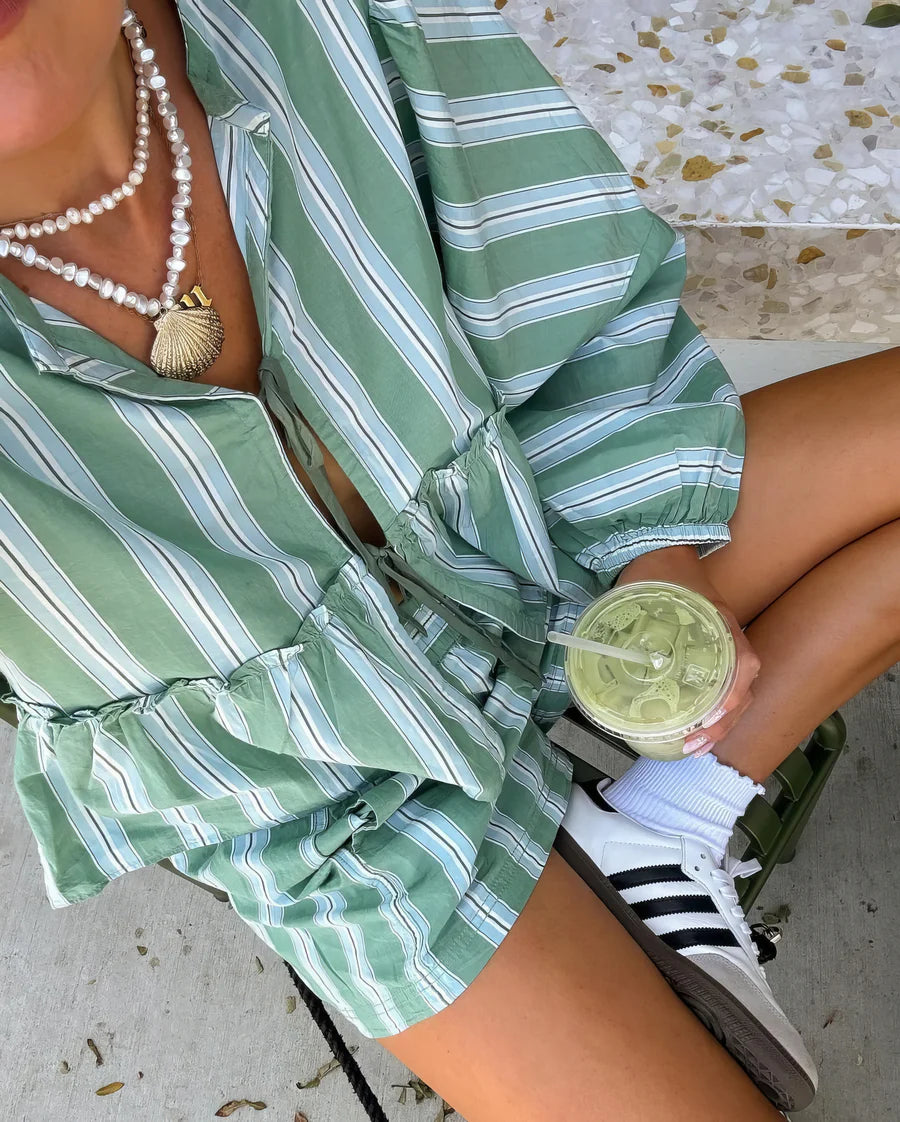 Sophie | Comfy Tweedelige Set Dames met Losvallende Blouse en Shorts 0