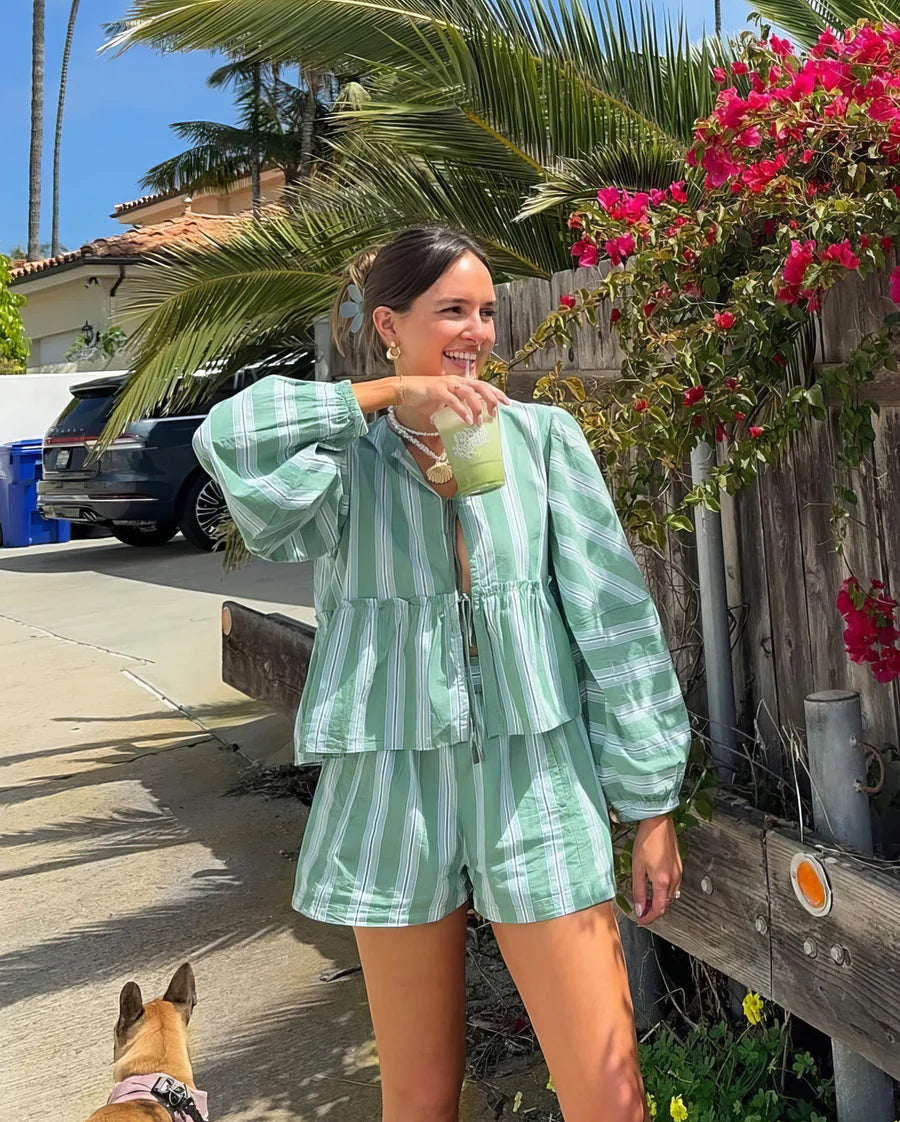 Sophie | Comfy Tweedelige Set Dames met Losvallende Blouse en Shorts 1