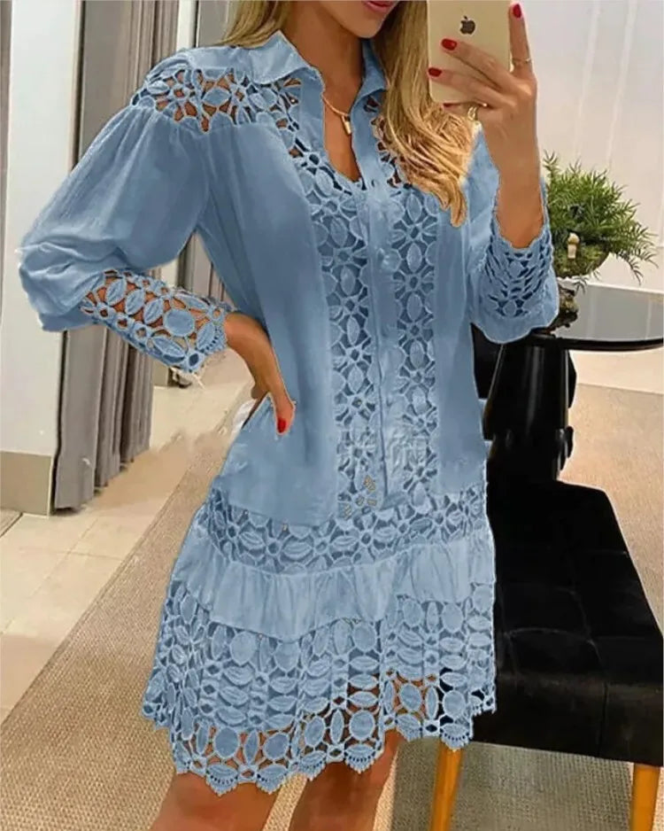 Amora – Kanten Jurk – Lange Mouwen – Romantische Stijl – Dames Zomerjurk