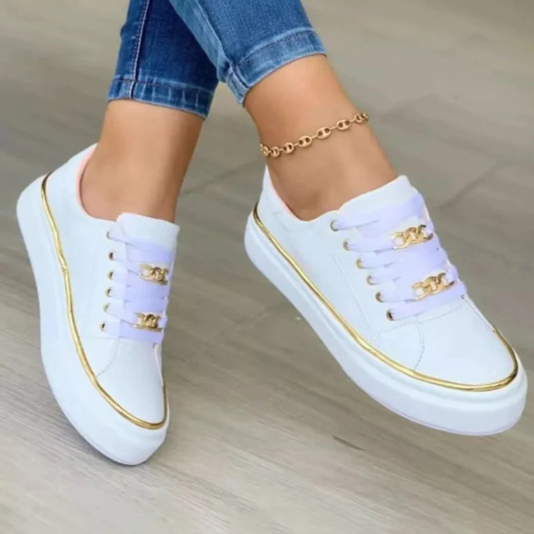 Lotte | Stijlvolle Dames Sneakers met Goudkleurige Accenten voor Comfort en Elegantie 2