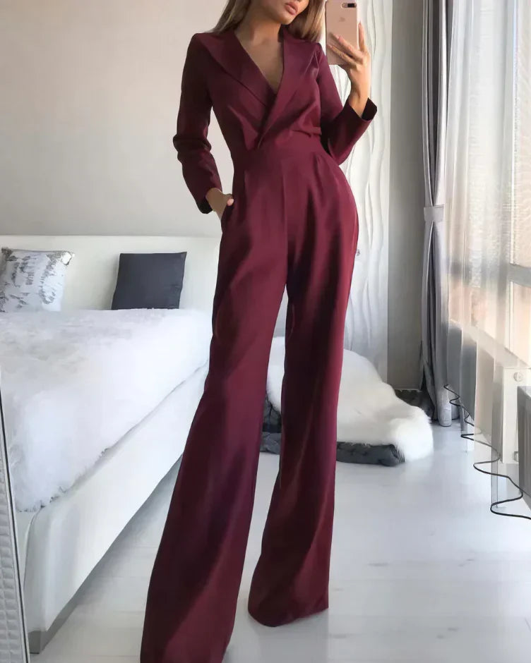 Zwarte Jumpsuit met Getailleerd Ontwerp voor een Slank Effect - Elegante Lange Mouwen en Comfortabele Stof 1