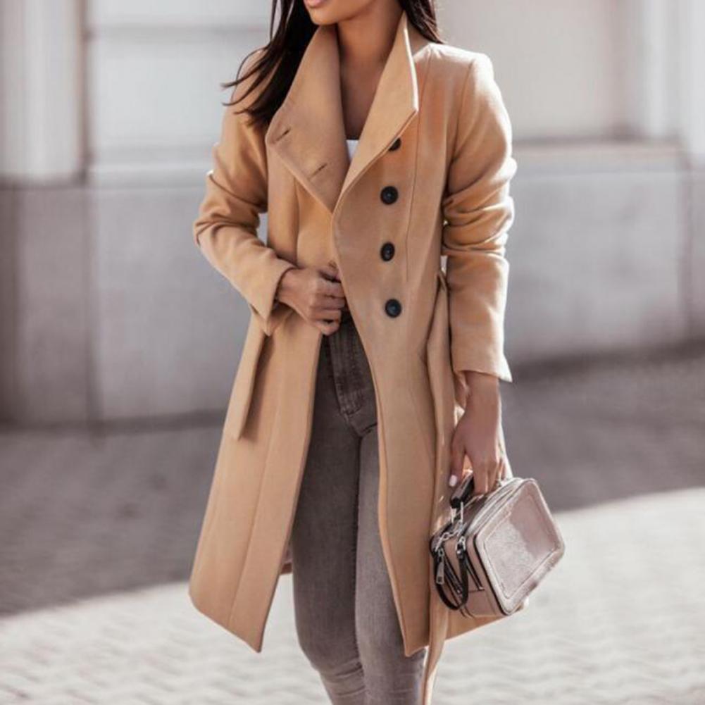 Zwarte Lange Trenchcoat Dames met Dubbelgeknoopte Sluiting – Ideaal voor Herfst en Winter 0