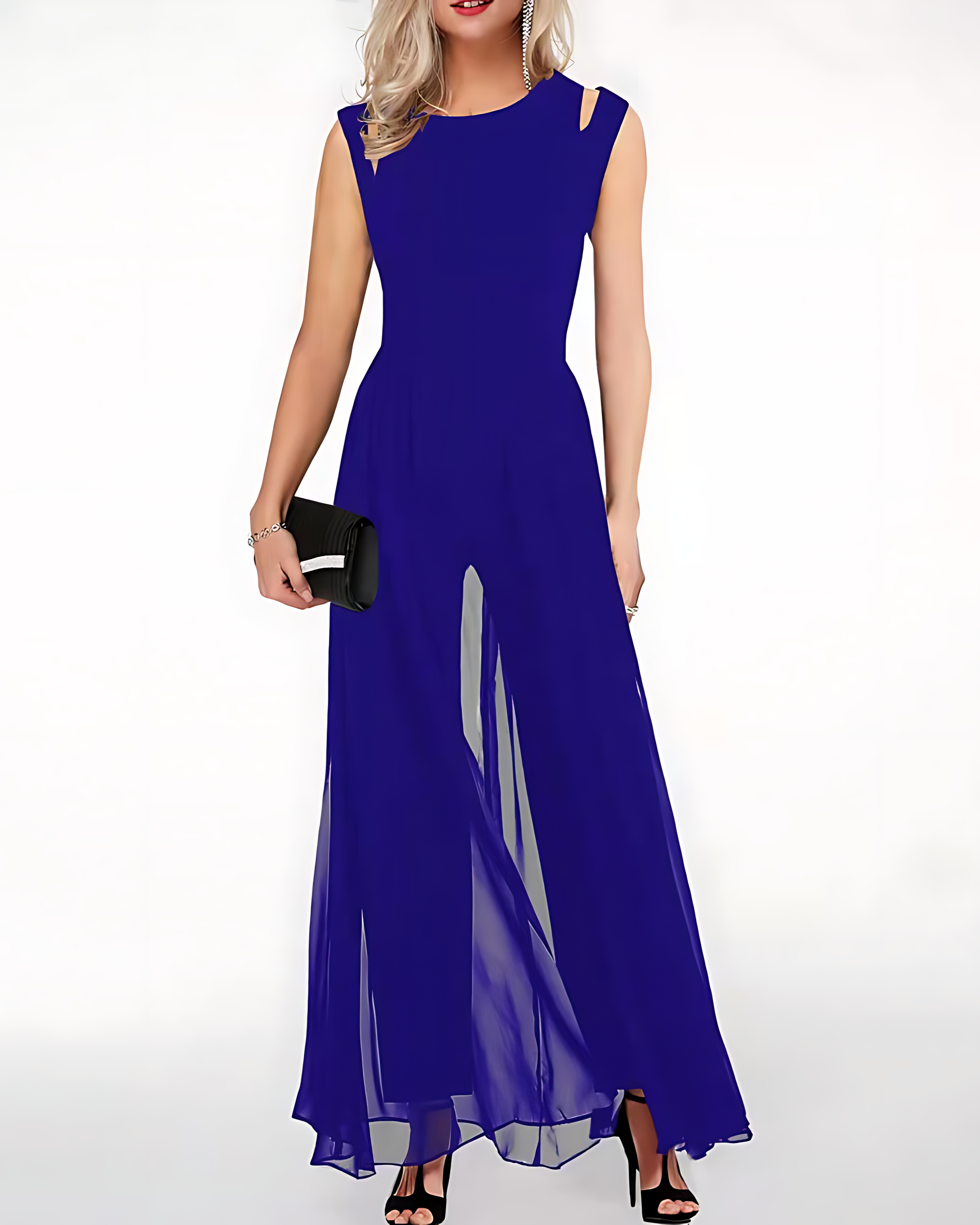 Norinne | Slimfit dames jumpsuit met ronde hals en mouwloos ontwerp