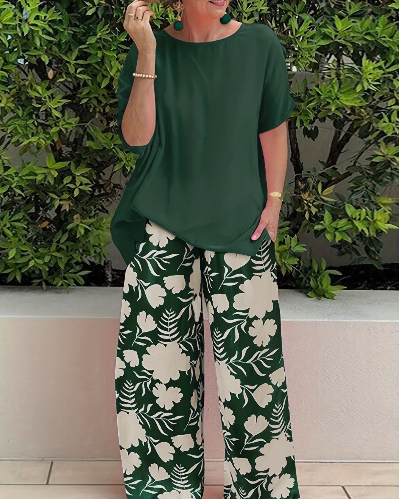 Sophie | Bloemen Broek | Damesmode | Brede Pijpen | Elegante Stijl 1